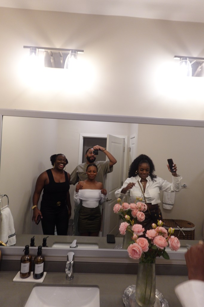 Friends in the bathroom